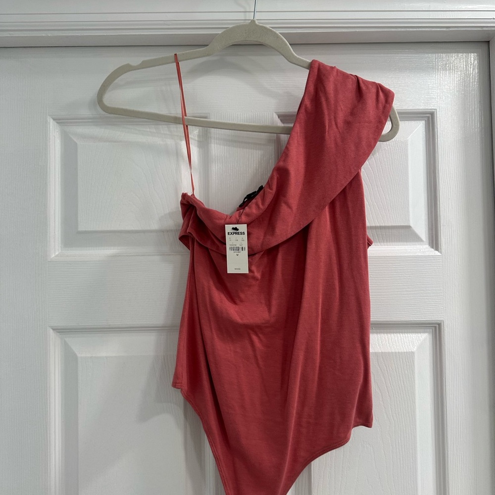 Express Body Contour Compression Twisted One Shoulder Bodysuit NWT